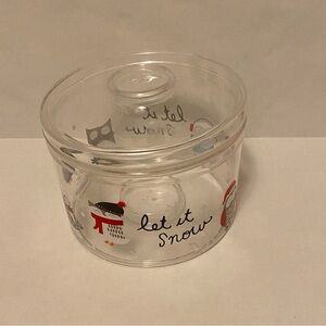 Let it Snow Owl Themed Clear Plastic Canister with Lid Winter Decor